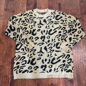 PRETTYGARDEN Women’s Casual oversized Animal Print sweater size M
